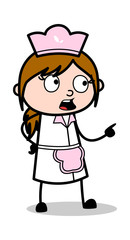 Giving Warning - Retro Cartoon Waitress Female Chef Vector Illustration