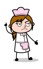 In Aggressive Mood - Retro Cartoon Waitress Female Chef Vector Illustration