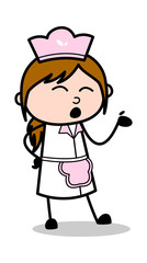 Laughing While Talking - Retro Cartoon Waitress Female Chef Vector Illustration