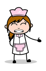 Disgusting - Retro Cartoon Waitress Female Chef Vector Illustration