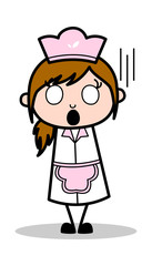 Horrified - Retro Cartoon Waitress Female Chef Vector Illustration