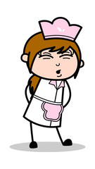 Backache - Retro Cartoon Waitress Female Chef Vector Illustration