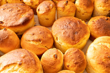 fresh baked cupcakes with raisins. preparation of bread. delicious buns