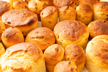 fresh baked cupcakes with raisins. preparation of bread. delicious buns