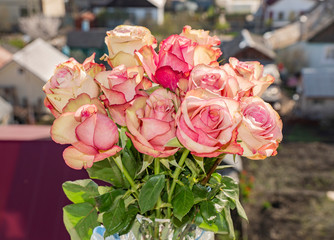 flora, flowers, bouquet, pink, roses, buds, petals, tenderness, beauty