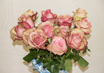 flora, flowers, bouquet, pink, roses, buds, petals, tenderness, beauty