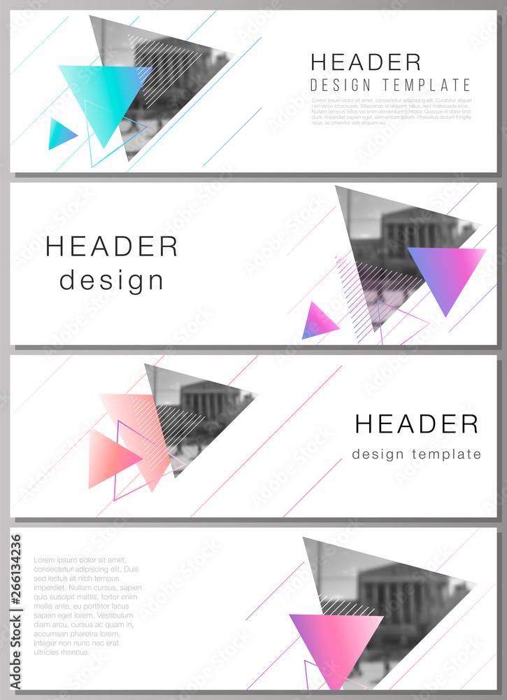 Poster the minimalistic vector illustration of the editable layout of headers, banner design templates. col