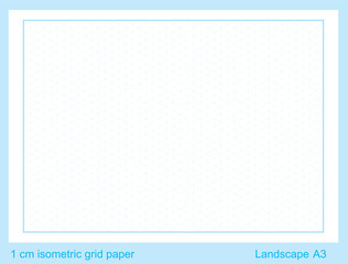 1 cm A3 isometric grid paper  isometric grid vector illustration  isometric grid graph
