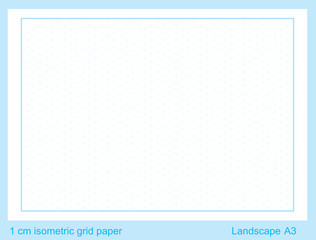 1 cm A3 isometric grid paper  isometric grid vector illustration  isometric grid graph