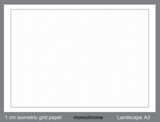 1 cm A3 isometric grid paper  isometric grid vector illustration  isometric grid graph