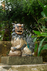 Fototapeta premium Lion dog statue in Nishinume Pagodaof Tsuboya Pottery Museum