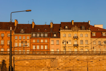 Warsaw Historic Houses At Sunrise In Poland