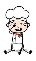 Crying with Hand on Face - Cartoon Waiter Male Chef Vector Illustration﻿