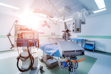 Modern equipment in operating room. Medical devices for neurosurgery.