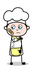 Bandage on face - Cartoon Waiter Male Chef Vector Illustration﻿