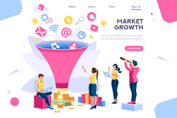 E-business buyer, market imagination growth focus filter. Digital generation. Elements for web banner, infographics, hero images. Flat isometric vector illustration isolated on white background