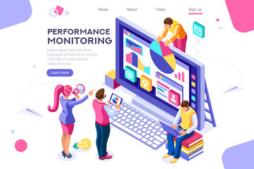 Abstract ladder presentation. Monitor collection. Performance of simple designer building monitor chart. Flat color icons, creative illustrations, isometric infographic images, web banner