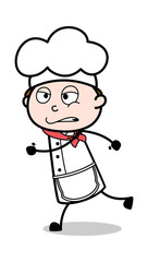 Running in Aggression - Cartoon Waiter Male Chef Vector Illustration﻿