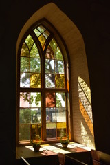 stained glass window in the church
