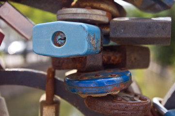 Lock. Conceptual photo of closed old locks. Love ,security, safe, privacy or other concept background.