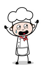 Afraid and Screaming - Cartoon Waiter Male Chef Vector Illustration﻿