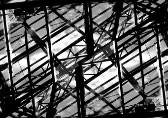 Black and white evil industrial construction background