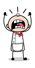 Yelling Very Loudly - Cartoon Waiter Male Chef Vector Illustration﻿