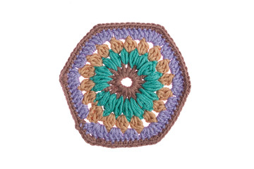 hand-made decorative napkin, crocheted with colorful threads