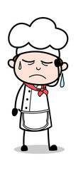 Sad - Cartoon Waiter Male Chef Vector Illustration﻿