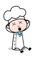 Unconscious - Cartoon Waiter Male Chef Vector Illustration﻿