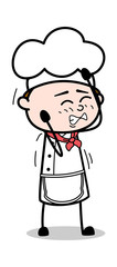 Irritating Because of Itching - Cartoon Waiter Male Chef Vector Illustration﻿