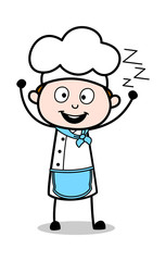 Dreaming with Open Eyes - Cartoon Waiter Male Chef Vector Illustration﻿