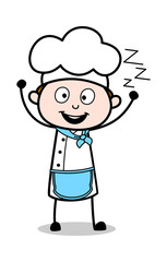 Dreaming with Open Eyes - Cartoon Waiter Male Chef Vector Illustration﻿