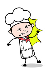 Hitted By - Cartoon Waiter Male Chef Vector Illustration﻿