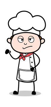 Rude Behavior - Cartoon Waiter Male Chef Vector Illustration