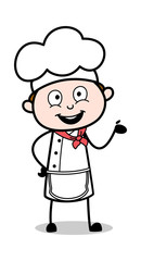 Presenting - Cartoon Waiter Male Chef Vector Illustration