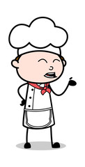Hand Gesture While Talking - Cartoon Waiter Male Chef Vector Illustration