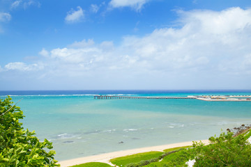 Landscape of Naha international airport from Senaga island