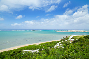 Landscape of Naha international airport from Senaga island