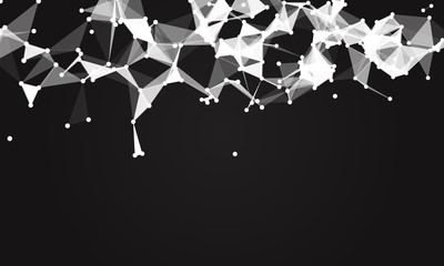 Abstract futuristic background with dots and lines. Vector illustration. Scientific and technological concept, molecular particles and atoms. Big data digital. Polygonal structure.