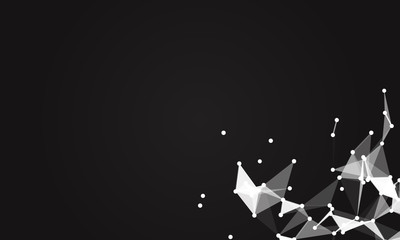 Abstract futuristic background with dots and lines. Vector illustration. Scientific and technological concept, molecular particles and atoms. Big data digital. Polygonal structure.