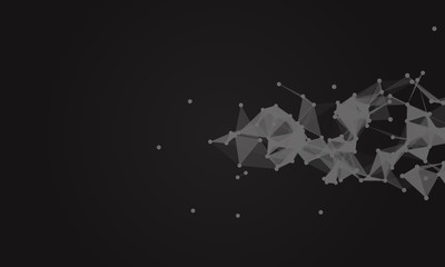 Abstract futuristic background with dots and lines. Vector illustration. Scientific and technological concept, molecular particles and atoms. Big data digital. Polygonal structure.