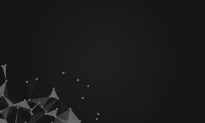 Abstract futuristic background with dots and lines. Vector illustration. Scientific and technological concept, molecular particles and atoms. Big data digital. Polygonal structure.