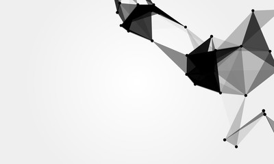 Abstract futuristic background with dots and lines. Vector illustration. Scientific and technological concept, molecular particles and atoms. Big data digital. Polygonal structure.