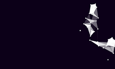 Abstract futuristic background with dots and lines. Vector illustration. Scientific and technological concept, molecular particles and atoms. Big data digital. Polygonal structure.