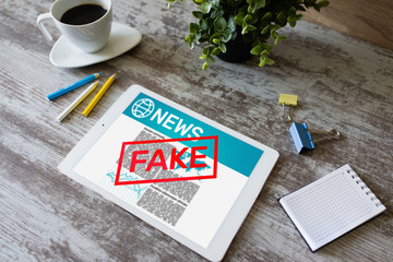 Fake News Manipulation Media TV Disinformation Newspaper Business Internet Technology Concept.