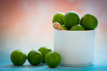 Group of fresh green lime citrus