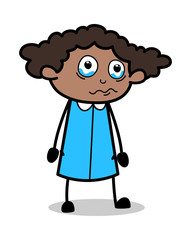 Very Emotional - Retro Black Office Girl Cartoon Vector Illustration