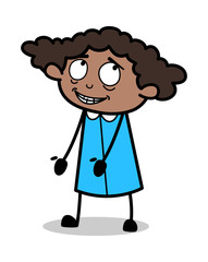 Presenting with Fake Smile - Retro Black Office Girl Cartoon Vector Illustration