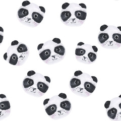 Watercolor cute panda seamless pattern on white background for print or design